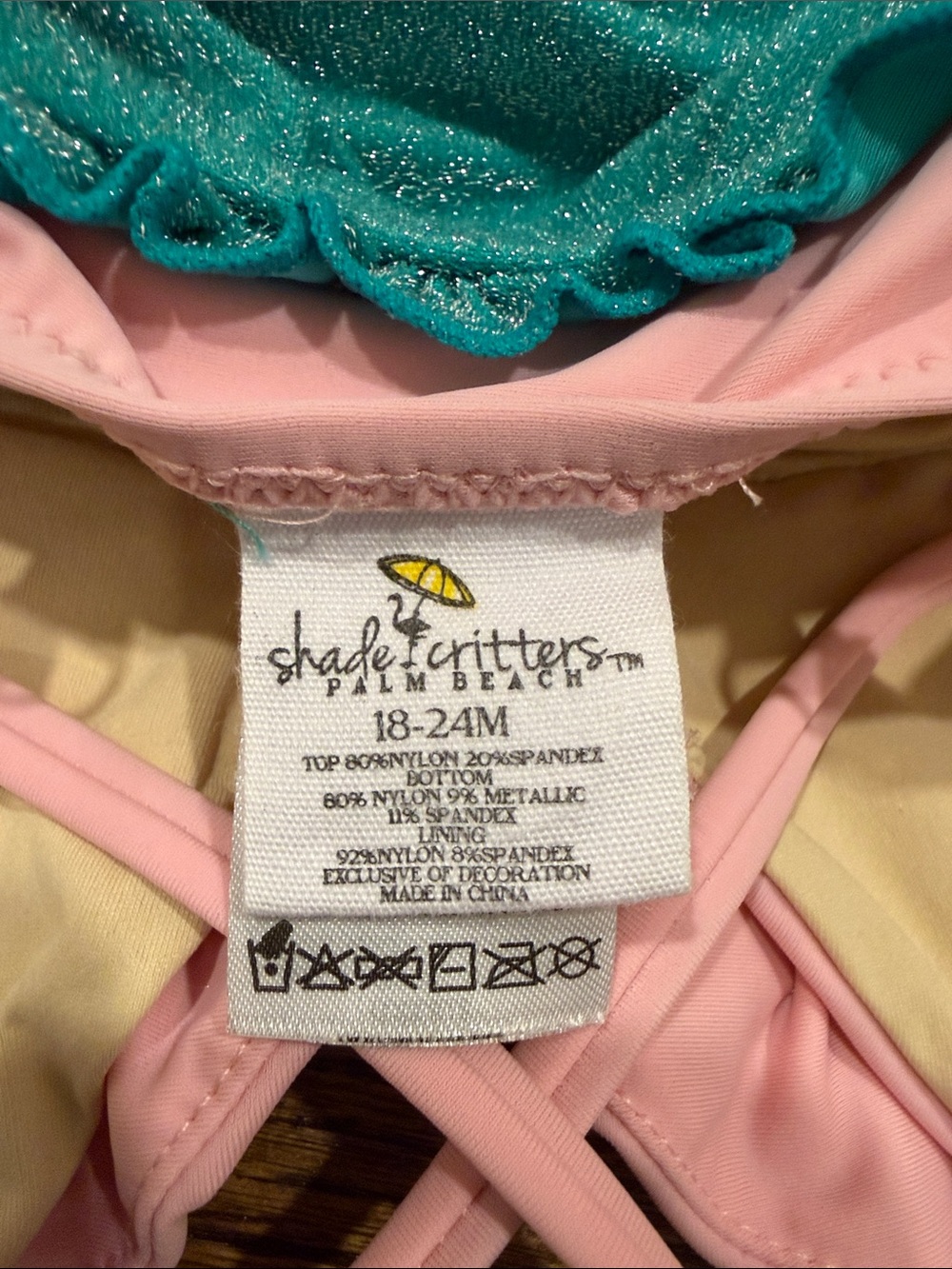 Shade Critters Pink & Teal Mermaid One-Piece Swimsuit 18-24 Months - Picture 6 of 6